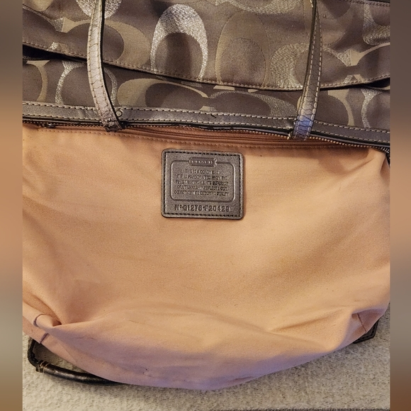Coach Signature Stripe Metallic Logo Handbag Tote G1276 F20429 - Picture 4 of 16